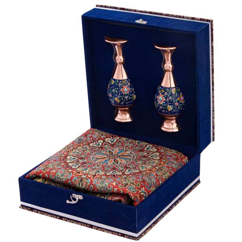 پک هدیه ترمه و گلدان مس و پرداز
