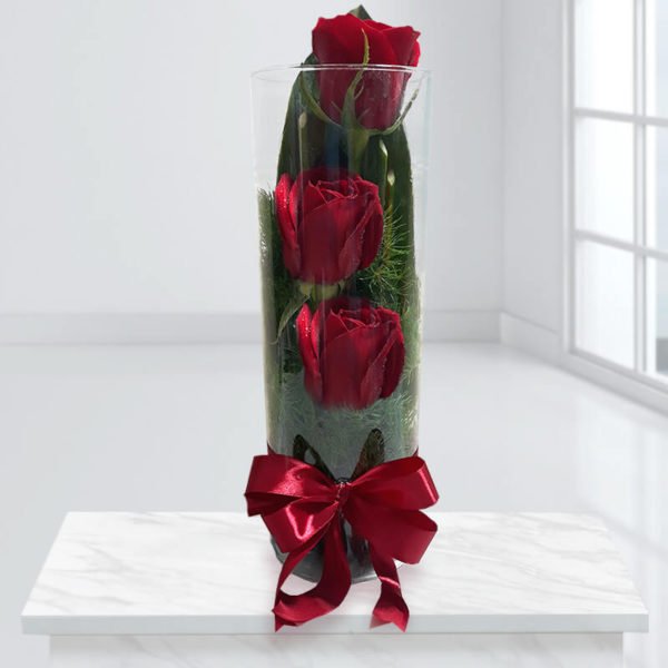 خرید انلاین گل رز فانتزی- آکواریوم گل رز ۳ تایی
