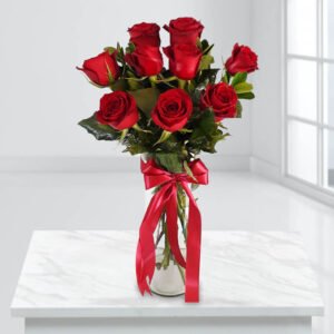 سفارش اینترنتی گلدان گل رز قرمز لوکس