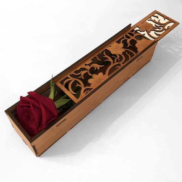جعبه منبت چوبی گل رز قرمز