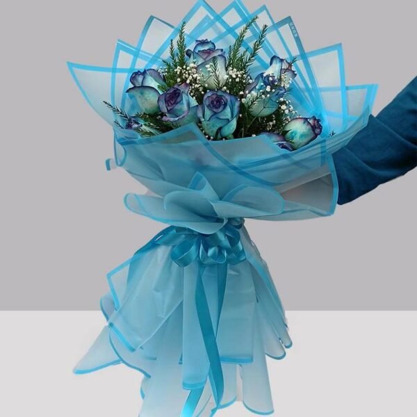 سفارش گل اینترنتی- دسته گل رز آبی