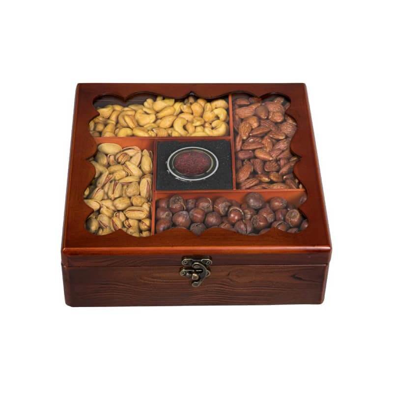 باکس چوبی لوکس آجیل و زعفران