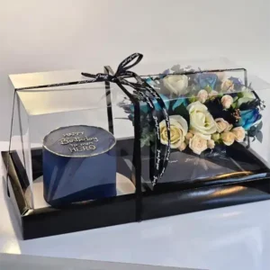 باکس طلقی گل و کیک سرمه ای
