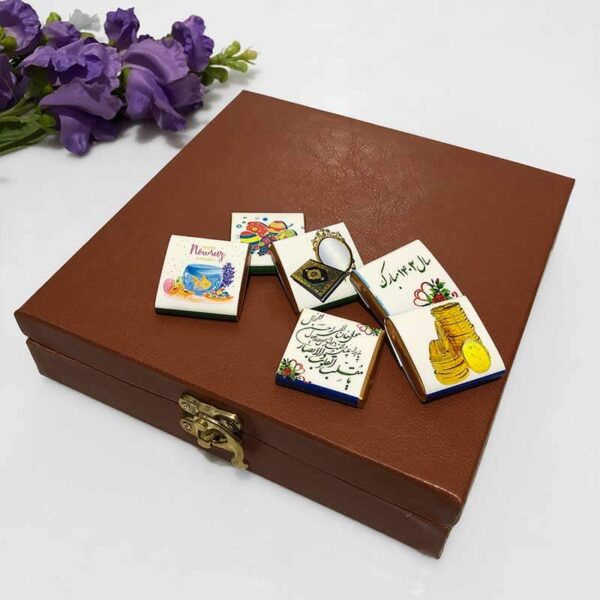 صندوق چرمی شکلات سال نو مبارک