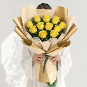 دسته گل رز زرد