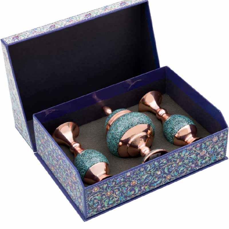 پک هدیه شکلات خوری و گلدان فیروزه کوب