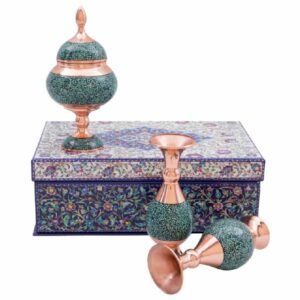 پک هدیه شکلات خوری و گلدان فیروزه کوب