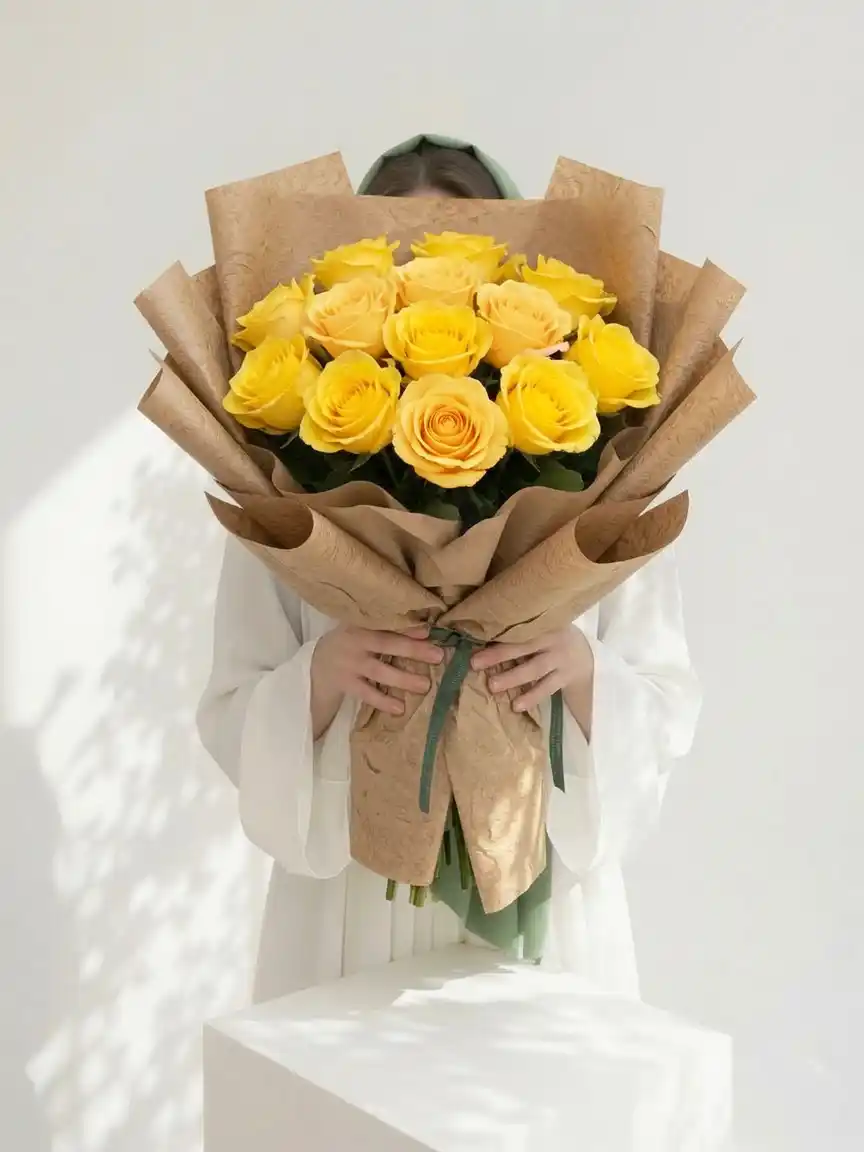 دسته گل رز زرد