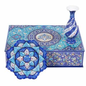 ظروف میناکاری گلدان و بشقاب پک کادوئی